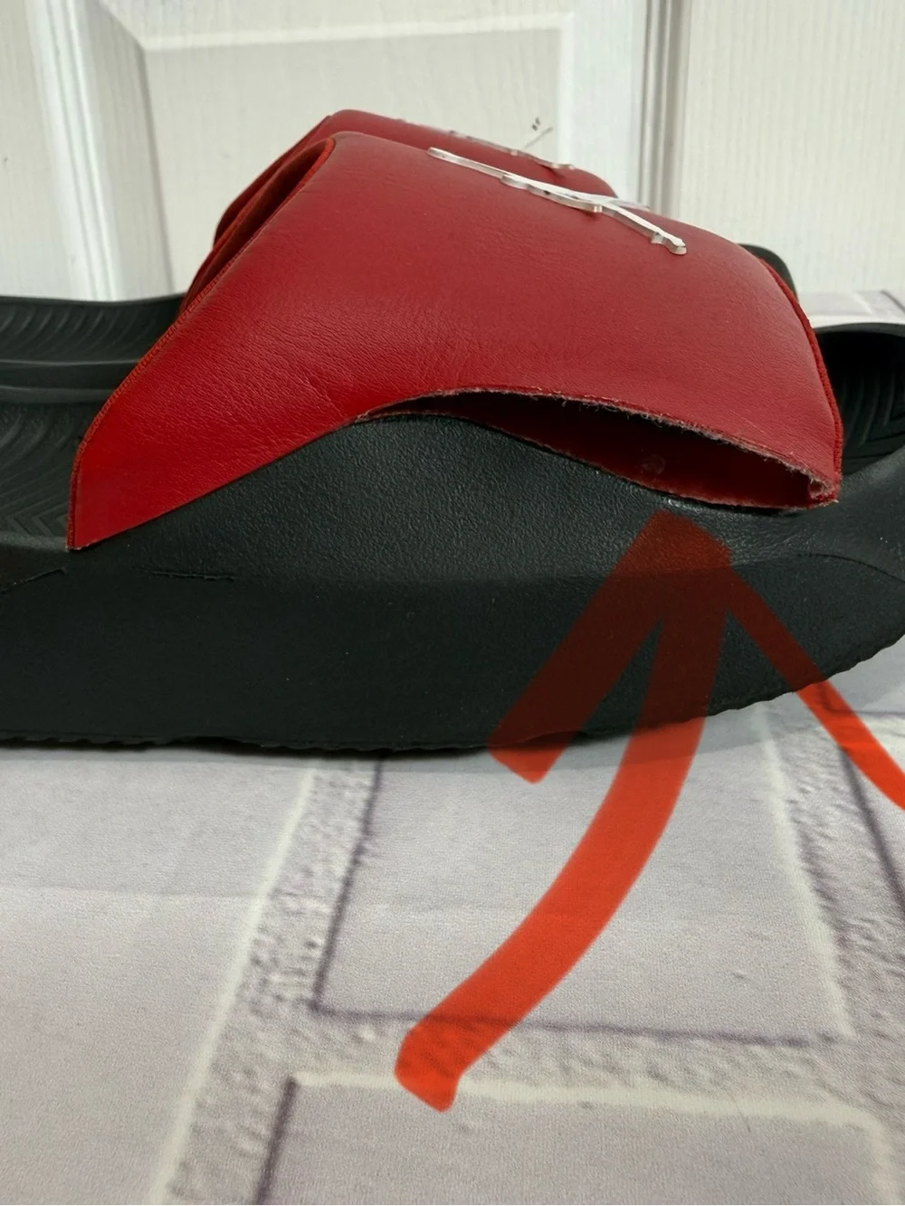 Jordan Red & Black Slide Sandals Youth Size 7Y | Comfortable Casual Slides